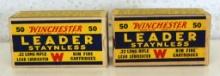 2 Full Vintage Boxes Winchester Leader Staynless....22 LR Cartridges Ammunition...