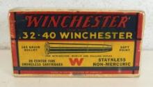 Full Vintage Box Winchester .32-40 Winchester 145 gr. SP Cartridges Ammunition...