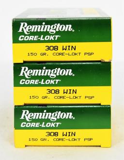 3 Boxes of Remington .308 Win Core Lokt 150 Gr.