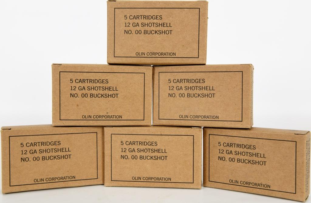 6 Boxes of Olin Military Grade 12 Ga. No. 00 Buck