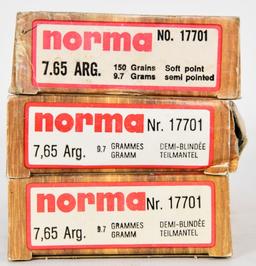 53 RDS OF NORMA 7.65 ARG & 6 BRASS CASES