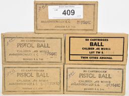 250 RDS OF PISTOL BALL M1911 .45 CAL