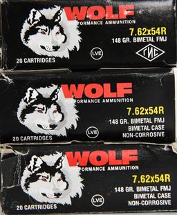 60 Rounds Of Wolf Performance 7.62x54R Ammunition