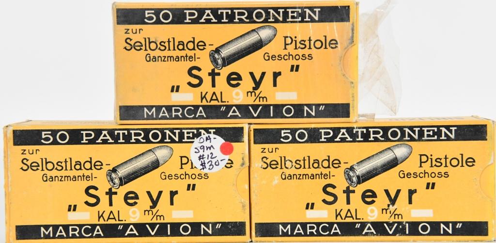 150 rds Steyr Marca Avion 9 M/M Pistole Ammo