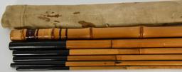Collectible Antique Bamboo Fishing Pole W/ Sleeve