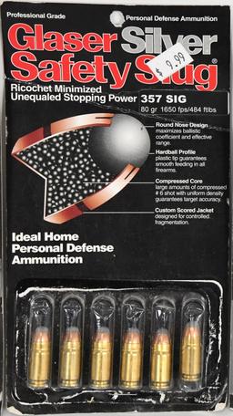 (4) pkgs Glaser Silver Safety Slug Ammo 357 sig 80