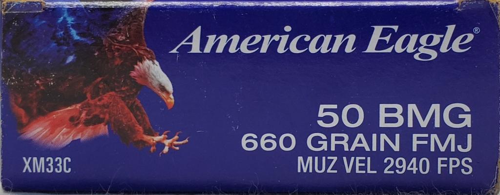 10 Rounds Of American Eagle .50 BMG Ammunition