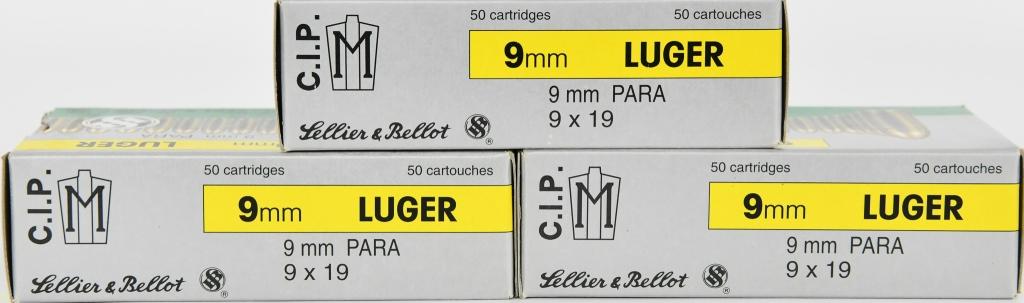 150 Rounds Of Sellier & Bellot 9mm Luger Ammo