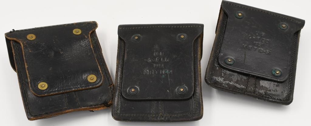 Lot of 3 US Marked Leather Mag Pouches