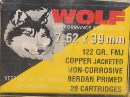 500 Rounds Of Wolf 7.62x39mm Ammunition