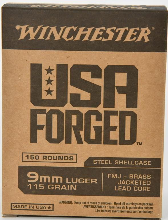 150 Rounds Winchester USA Forged 9mm Luger Ammo