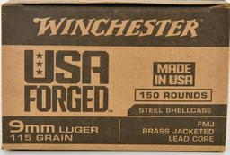 150 Rounds Winchester USA Forged 9mm Luger Ammo