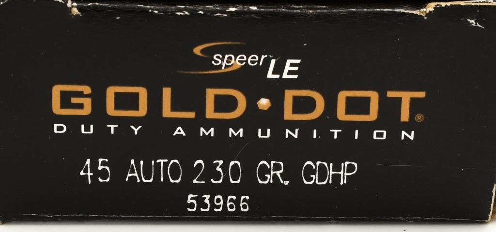100 Rounds Of Speer LE Gold Dot .45 Auto Ammo