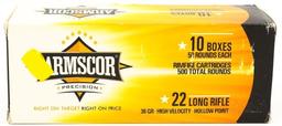 500 Rounds Of Armscor USA .22 LR Ammunition