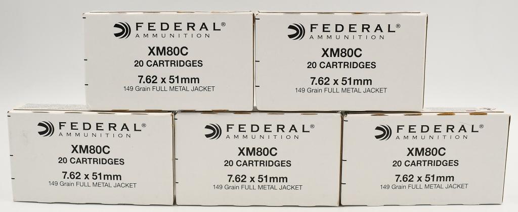 100 Rds Of Federal XM80C 7.62x51mm (.308) Ammo