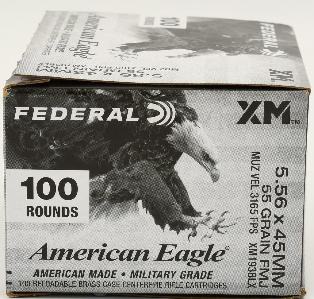 100 Rounds Federal XM American Eagle 5.56mm Ammo