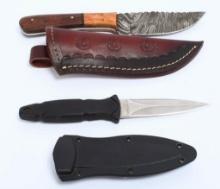 1 Hand Made Damascus Knife & 1 S&W HRT Knife