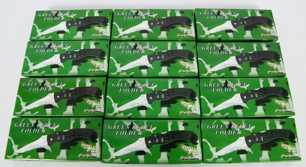 12 NIP Frost Cutlery Green Beret Folder Pocket