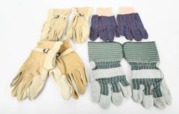 (4) Heavy Duty Work Gloves Various style sz Lg