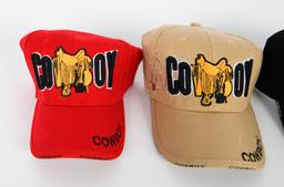 (3) New Embroidered Ball Caps "Cowboy" & Buckle