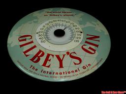 Gilbey's Gin Tin Over Cardboard 9" Round Advertising Thermometer Cincinnati