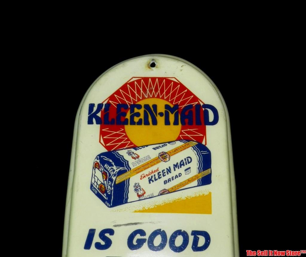 Don't Say Bread Say Kleen-maid Tin Advertising Thermometer Vernon Co.