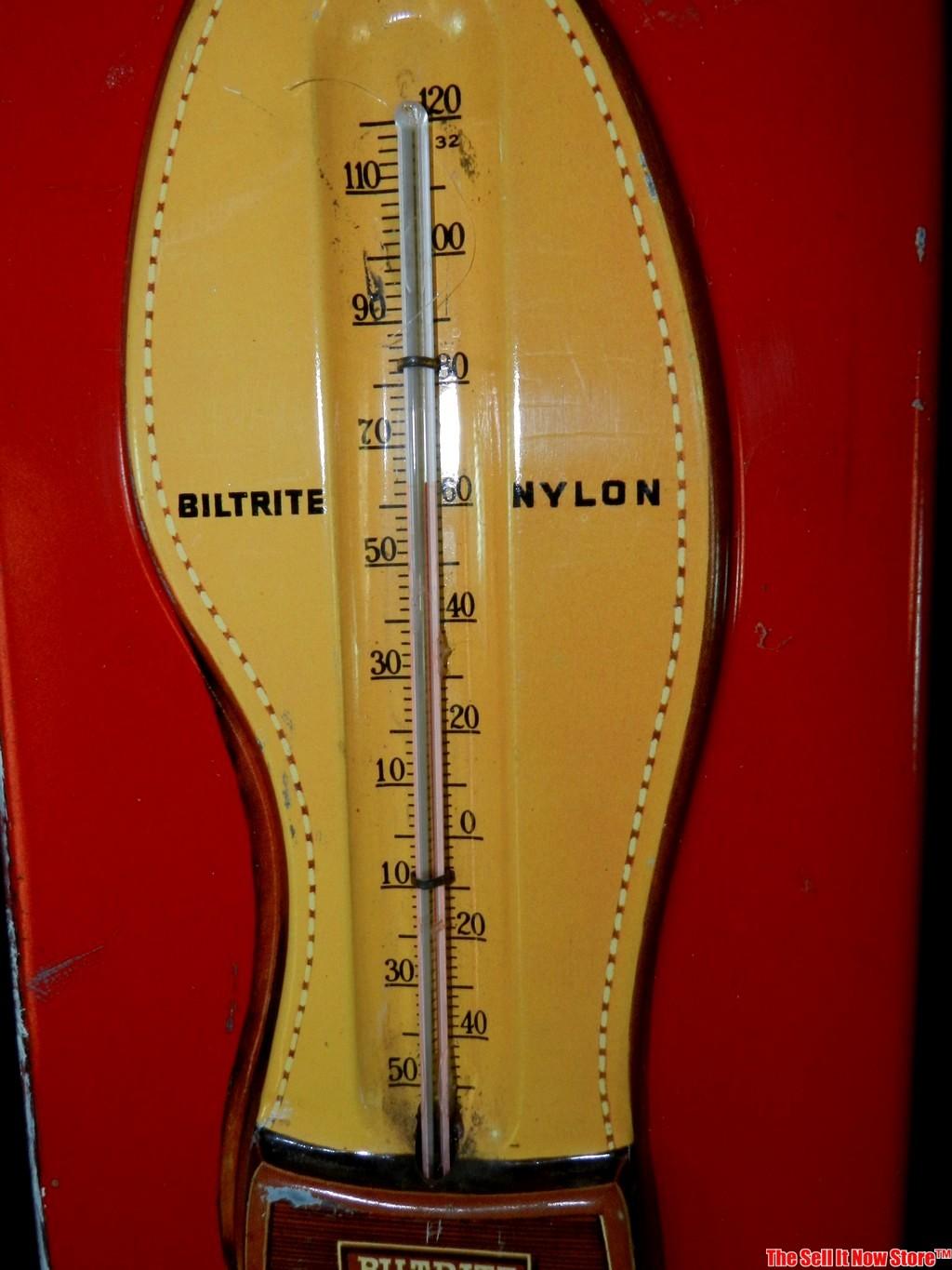 We Rebuild Like New Biltright Heels & Soles Tin Advertising Thermometer