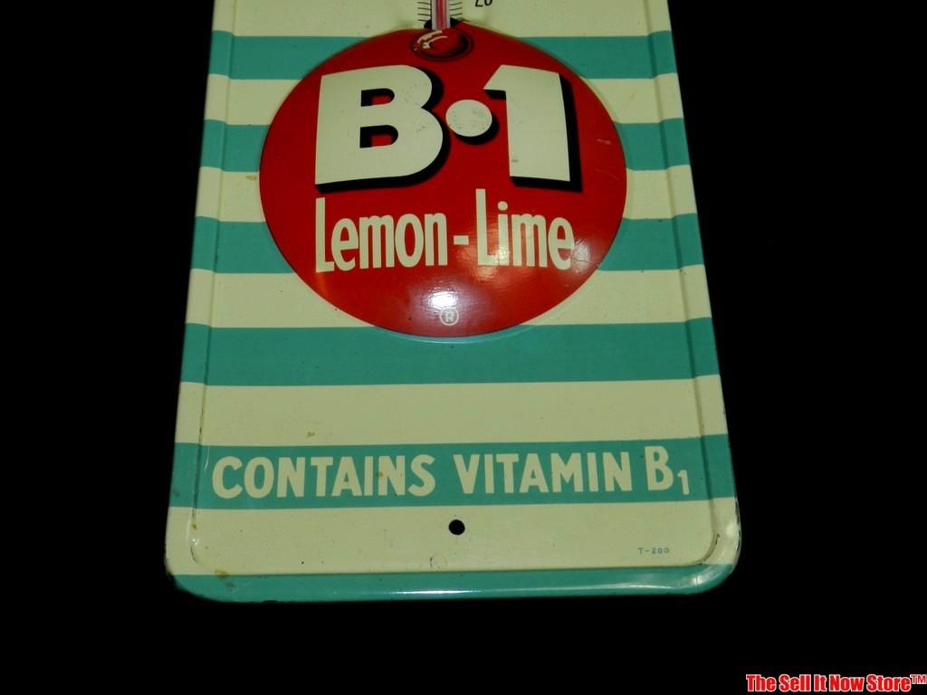 More Zip In Every Sip B-1 Lemon Lime Soda Pop Tin Advertising Thermometer