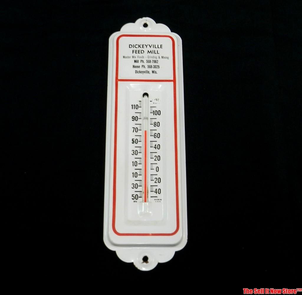 Dickeyville Feed Mill Wisconsin Tin Advertising Thermometer