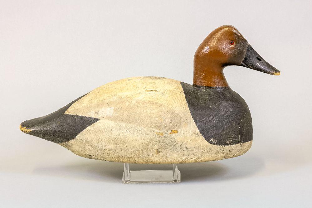 Frank Strey Canvasback Drake Duck Decoy, Oshkosh,