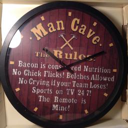 Man Cave Rules Clock - New
