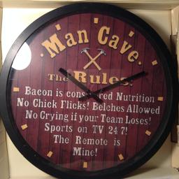 Man Cave Rules Clock - New