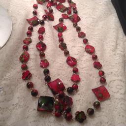 Red Abstract Bead Necklace