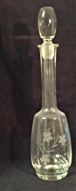 Vintage Floral Crystal Wine Carafe