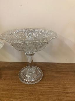 cut glass basket, candy dishes