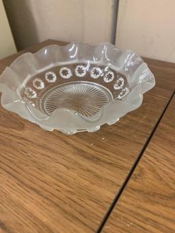 cut glass basket, candy dishes