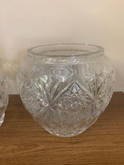 glass cut bowl and cut glass vase