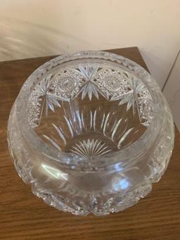 glass cut bowl and cut glass vase