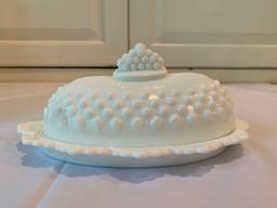Fenton hobnail butter dish / bowl and pitcher