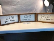 New 3 Framed Signs for Bathroom