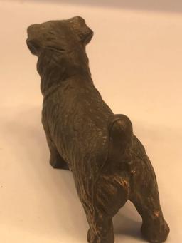 Vintage Cast Metal Schnauzer or Cesky Terrier Figurine, Copper Finish