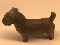 Vintage Cast Metal Schnauzer or Cesky Terrier Figurine, Copper Finish
