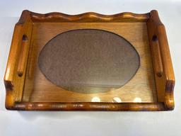 Wooden/ Glass Serving Tray With Handles