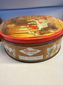 Vintage Merita Fruit Cake Tin with Lid/ Vintage The Clipper Tin With Lid