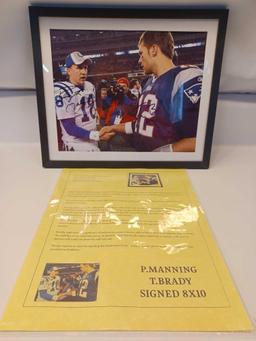 Payton Manning / Tom Brady Signed and Framed Photograph with Declaration of Authenticity Opinion