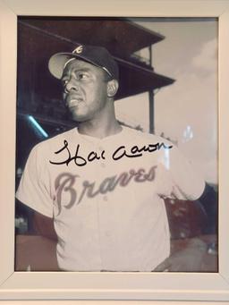 Hank Aaron Signed and Framed Photograph with Declaration of Authenticity Opinion