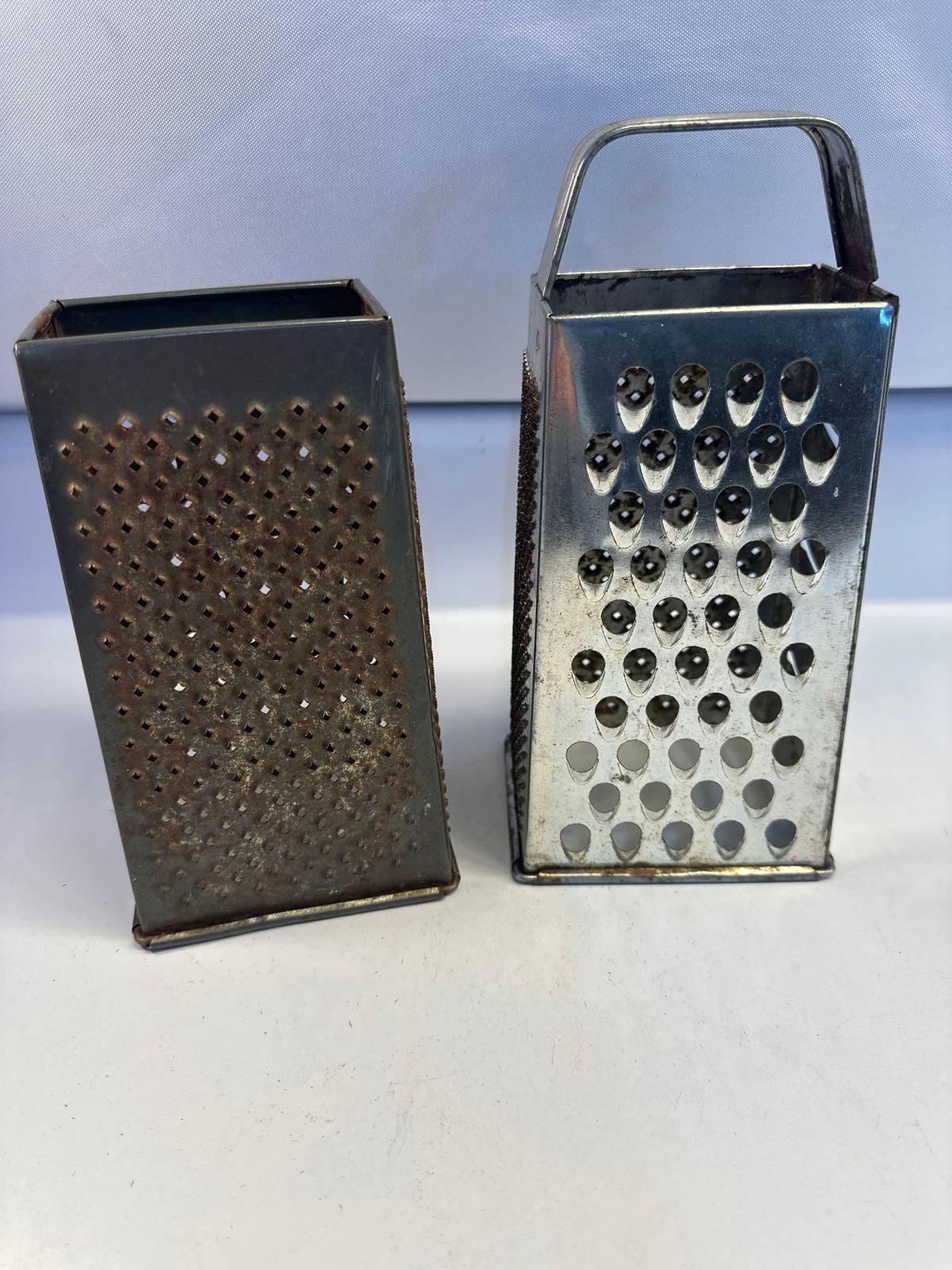 2 Vintage Metal Food Grater/ Cheese Grater