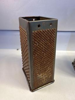 2 Vintage Metal Food Grater/ Cheese Grater