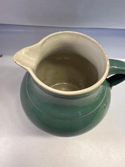 Dark Green Glazed Ceramic Pottery / Pitcher