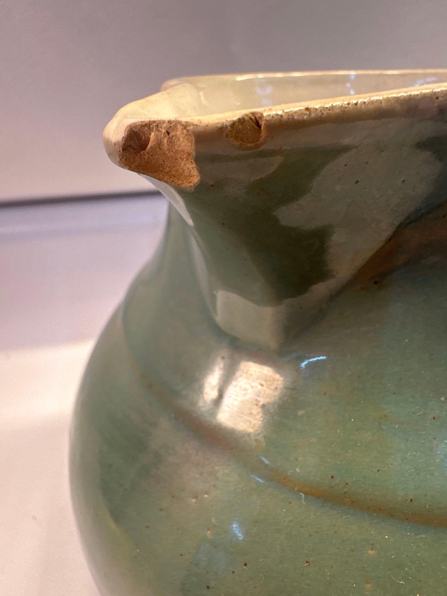 Dark Green Glazed Ceramic Pottery / Pitcher